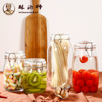 Glass tank lead-free transparent card button sealing canned canned milk powder enzyme canned lemon honey bottle with lid sauce
