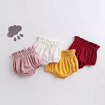2020 summer thin girls sweet wooden ear elastic pants cute cotton pp pants net red women's shorts
