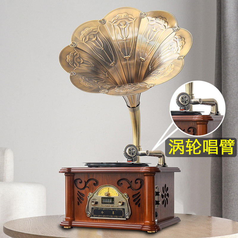 Imma phonograph retro living room European-style vinyl record player solid wood antique loudspeaker old-fashioned record player Bluetooth