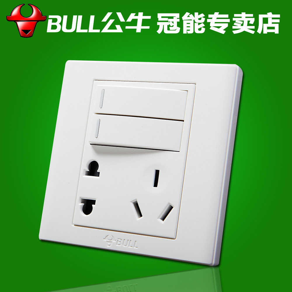 公牛墙壁开关插座面板g06e424 大板开关86型 两开五孔 双控 墙开