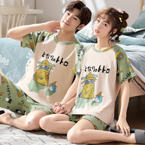 Couple Pajamas Female Summer Pure Cotton Short Sleeves Cute Cartoon Chunqiu Men Insnet Red Home Costume Package