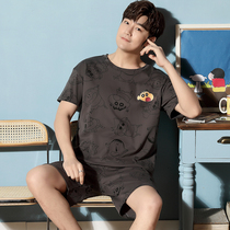 Crayon Shin-Chan joint pajamas mens summer cotton thin short-sleeved shorts set Xinjiang cotton cartoon home clothing tide