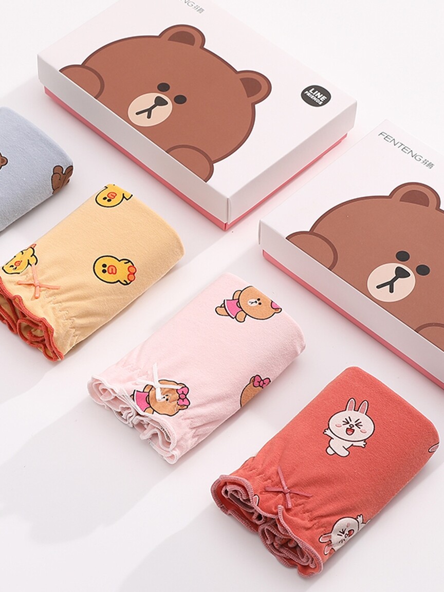 芬腾布朗熊内裤女抗菌纯棉裆日系少女透气-时尚穿搭s酱