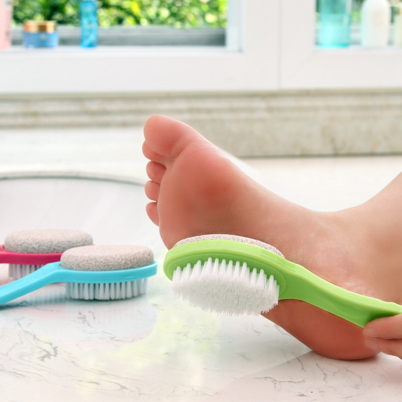 长手柄磨脚石 去死皮角质老茧工具 磨搓脚板器 可挂式双面洗脚刷