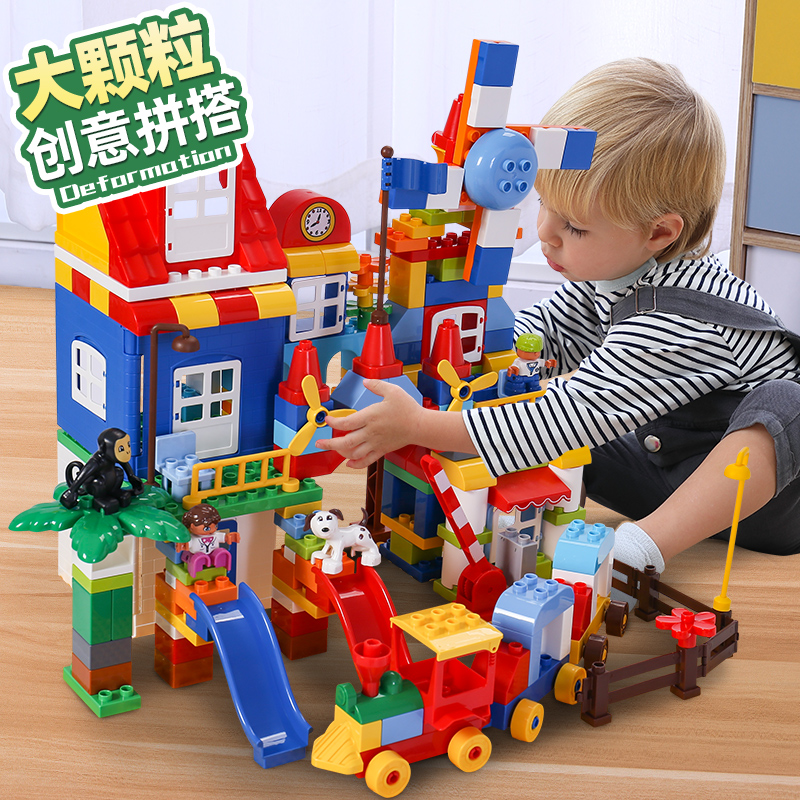 Children's large particle building blocks multifunctional boys and girls benefit intelligence development brain-moving electronic organ assembly and insertion toys