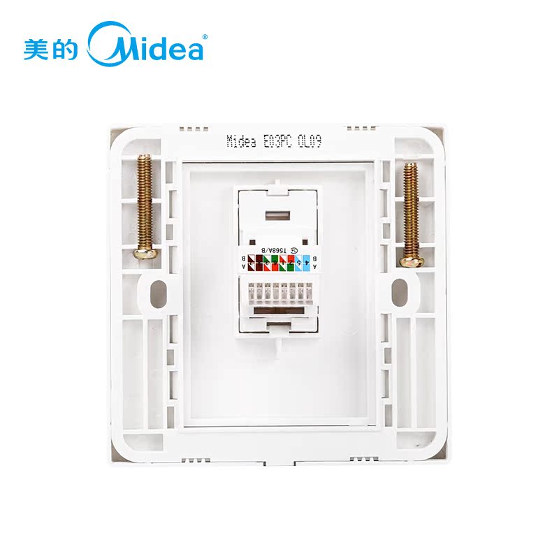 Midea/美的 86型开关插座墙壁面板一位单电脑网络接口插孔E03雅白产品展示图3