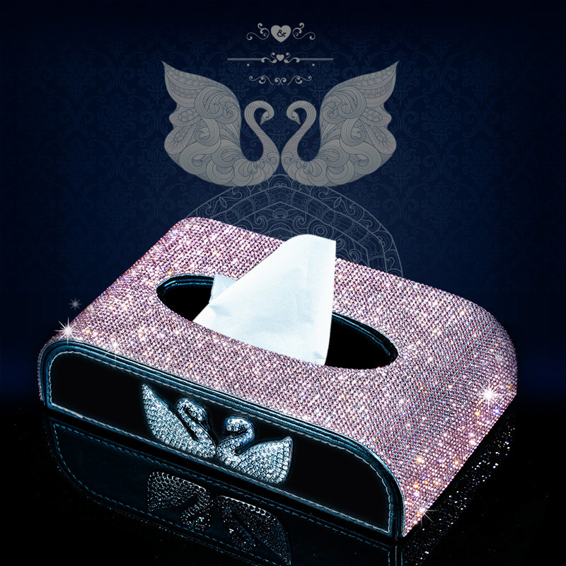 car interior car tissue box diamond-studded female napkin box car interior car interior decoration seat type paper towel cover