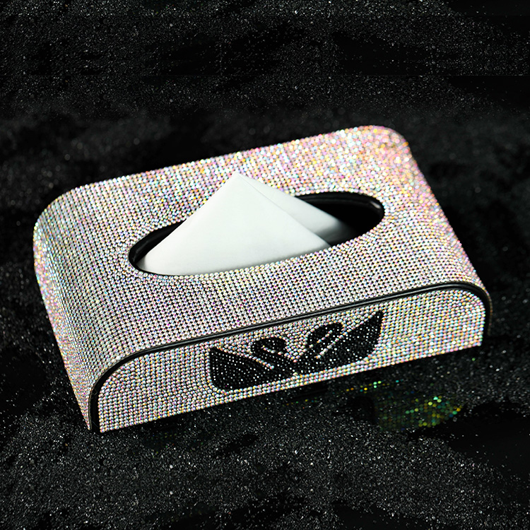 car interior car tissue box diamond-studded female napkin box car interior car interior decoration seat type paper towel cover