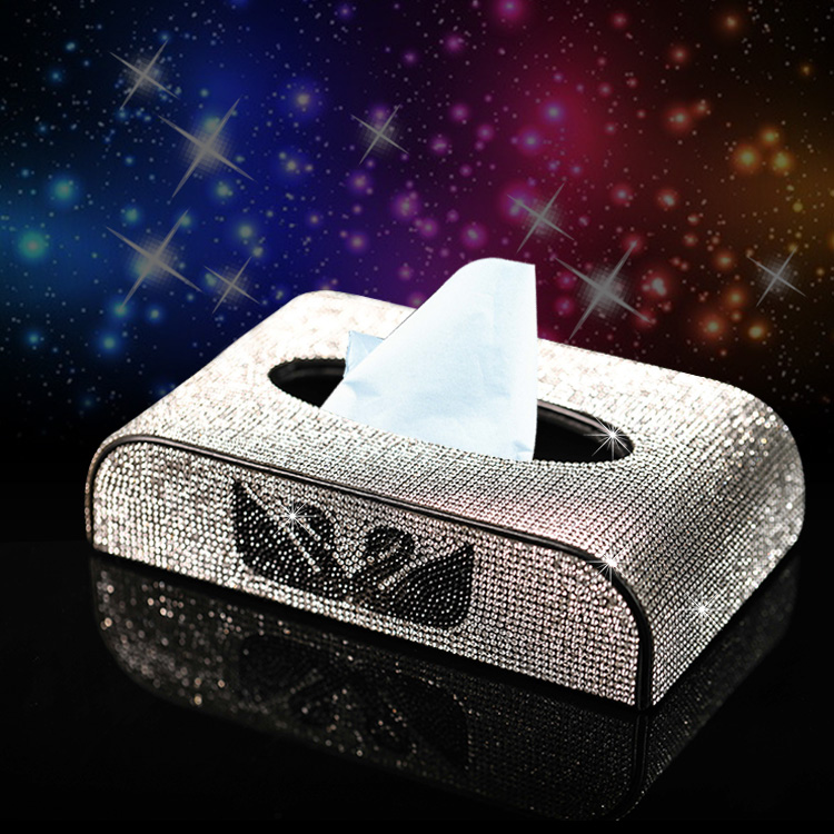 car interior car tissue box diamond-studded female napkin box car interior car interior decoration seat type paper towel cover