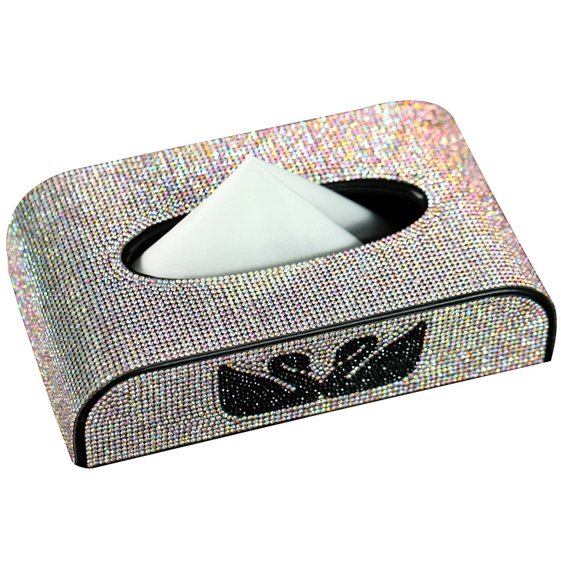 car interior car tissue box diamond-studded female napkin box car interior car interior decoration seat type paper towel cover