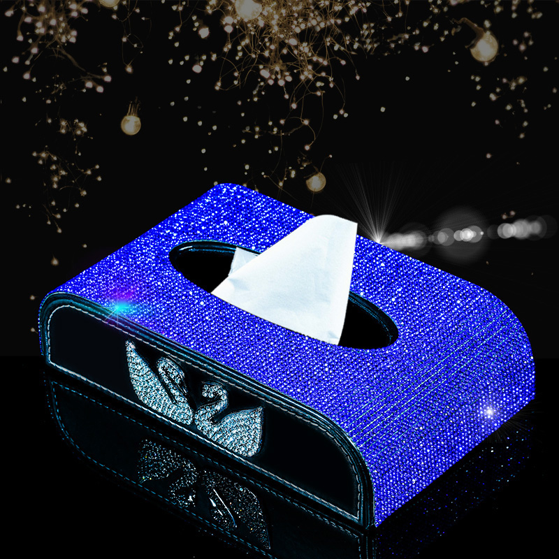 car interior car tissue box diamond-studded female napkin box car interior car interior decoration seat type paper towel cover