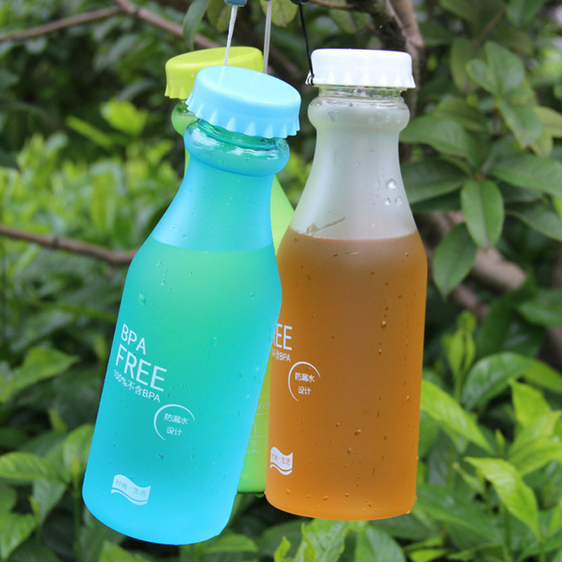 磨砂汽水瓶摔不破水杯便携塑料创意随手杯可爱水壶韩国儿童学生_7折