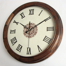 Oak solid wood art mute modern retro American European Roman simple living room round wall clock watch 602YL