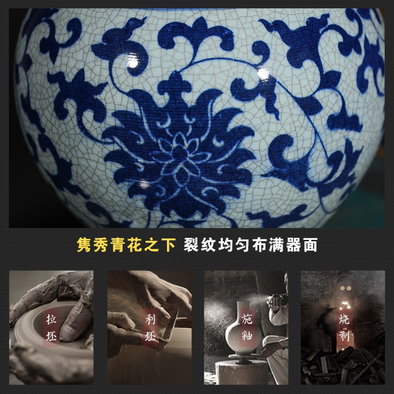 Jingdezhen ceramic vase furnishing articles sitting room flower arranging up antique blue and white porcelain vase decoration home decoration restoring ancient ways