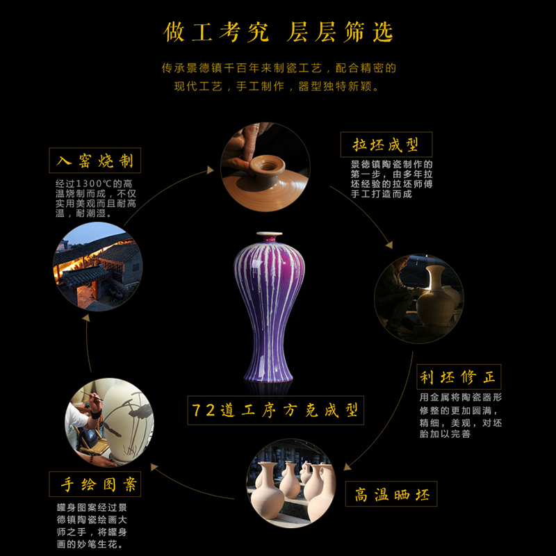 Jingdezhen ceramics, vases, flower, flower implement color glaze furnishing articles home guest decoration restaurant adornment porcelain