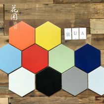 Nordic bathroom balcony hexagonal brick kitchen non-slip black and white gray tiles hexagonal wall brick IKEA tile floor tiles