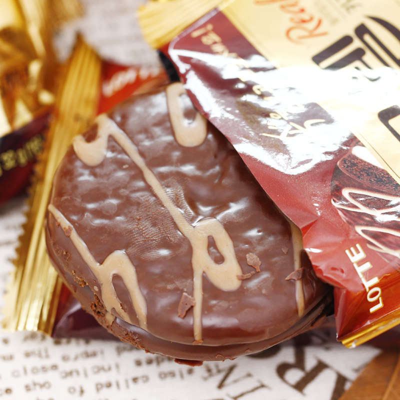 韩国lotto乐天梦想巧克力味派192g/盒进口早餐夹心奶油蛋糕零食品