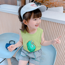 Girls summer t-shirt 2021 new Korean version of the foreign style childrens sleeveless vest t-shirt baby summer crew neck top 4