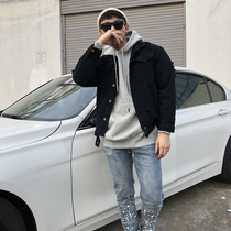 BEESTRONG retro black denim sports jacket Simple loose oversized mens and womens slim fitness sweatshirt