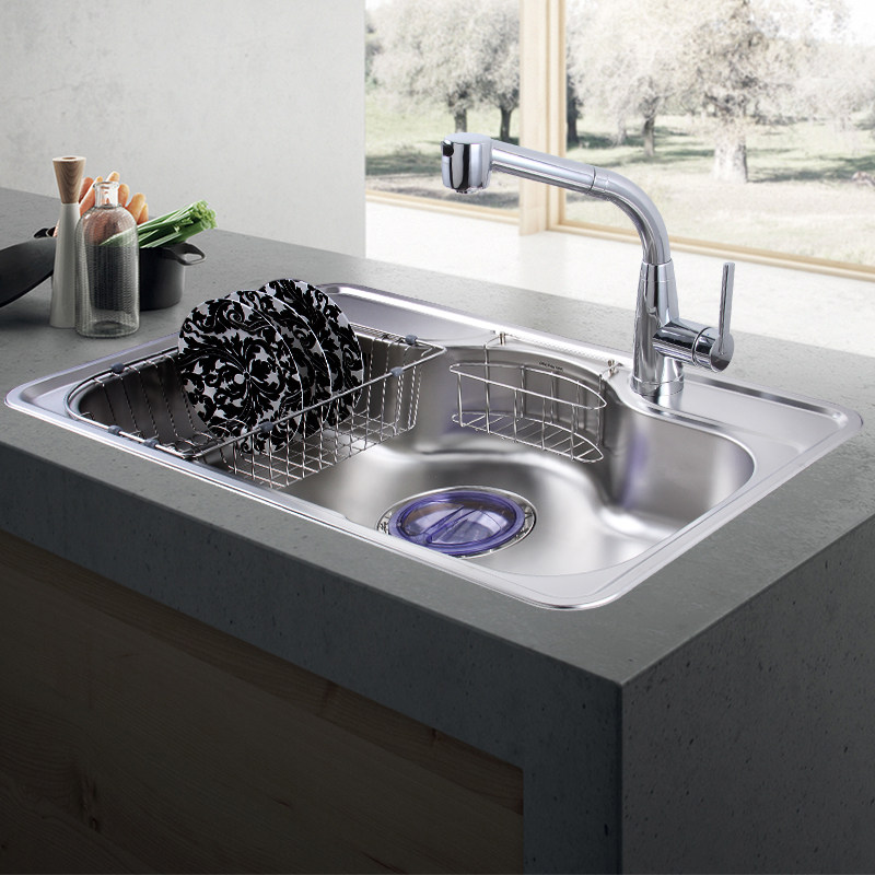 【geosansink韩巨杉旗舰店】韩国巨杉水槽套餐大单槽850进口304不锈钢