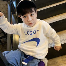 Boys sweater spring and autumn 2021 Western style childrens clothing Autumn baby clothes Childrens base shirt Cotton hoodie