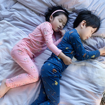 Childrens underwear set Lycra cotton 2021 autumn boys autumn clothes autumn pants Girls home clothes pajamas warm shirt Korean
