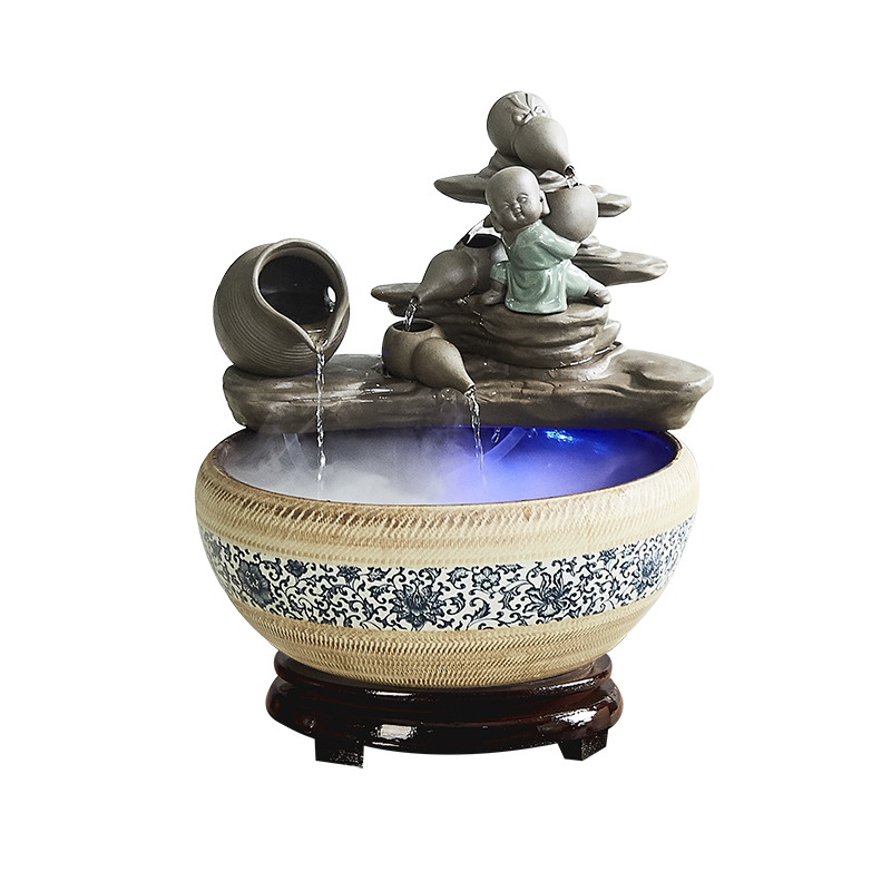 The Desktop ceramic water fountain furnishing articles atomization feng shui wheel tank zen sitting room indoor humidifier tank