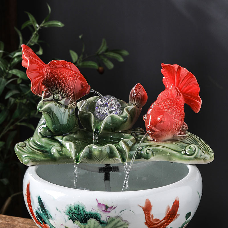 Ceramic automatic cycle water aquarium landscape of furnishing articles furnishing articles fish farming water fountain indoor household humidifier