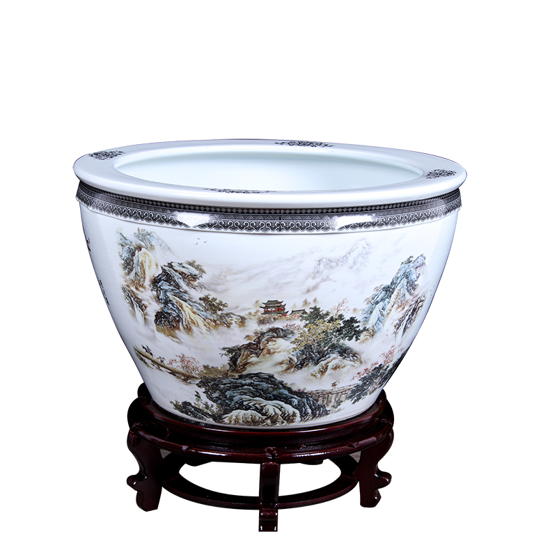 Jingdezhen ceramic tank sitting room be born daikin tank water lily courtyard aquarium aquarium painting and calligraphy cylinder