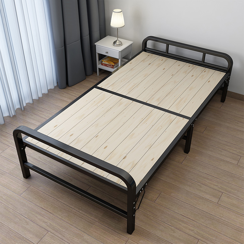 Folding bed Single beds 1 m 2 Home adults solid wood hardboard iron beds Rental housing Easy beds 1 5 m Double beds-Taobao