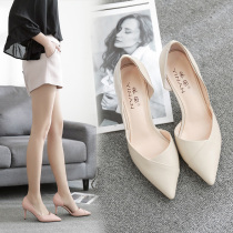 2021 new womens shoes single shoes summer white fine heel bridesmaid shoes small size female pointed head 31 32 33 size high heels