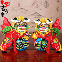 Ji Chenxuan Taiwan Cross-Toothed Pottery Lion Bite Sword Ornament A Pair of Lion Home Décor Crafts Gifts