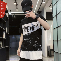 Trend short sleeve T-shirt men 2020 New Tide fat size plus fat increase loose mens coat 5 points sleeve Tide brand