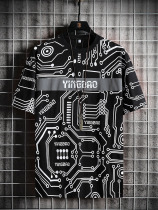 Short-sleeved T-shirt mens summer Fat Man special size trend loose Tide brand reflective printing plus fattening half-sleeve