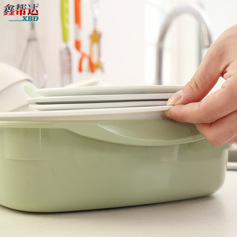 塑料碗柜厨房沥水碗架带盖碗筷餐具收纳盒放碗碟架滴水碗盘置物架产品展示图2