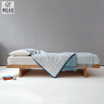 Modern small apartment bed without bed oak attic bed sheets 1 5 meters landing Nordic black walnut solid wood low bed