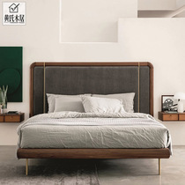 North American black walnut wedding bed Nordic simple solid wood bed bedroom furniture 1 8m2 meter Italian luxury double bed