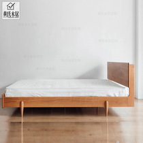 Nordic solid wood bed oak cherry black walnut Japanese modern simple 18 meters 15 meters bowling double bed