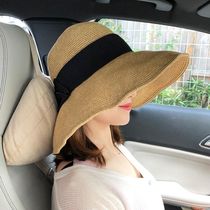 Niang Niang same Japanese style UV sunscreen Lafite straw hat spring and summer foldable bow sunshade beach fishermans hat children