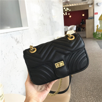 The new fashion front layer cowhide mini bag leather chain bag mini womens bag one shoulder diagonally across the small square bag tide