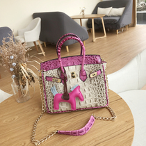 Julie buy color-block crocodile pattern bone platinum bag ladies leather chain bag crocodile pattern fashion draw belt bag lock head bag
