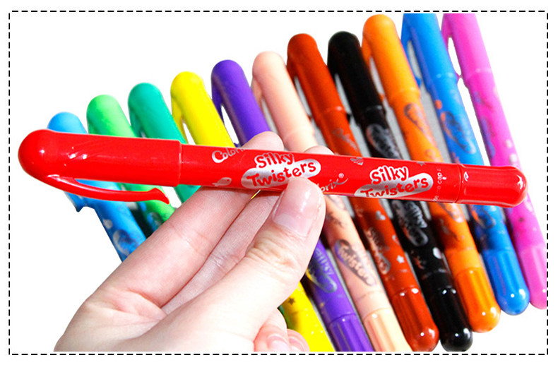 韩国amos细杆儿童蜡笔24色水溶性宝宝油画棒绘画笔涂色