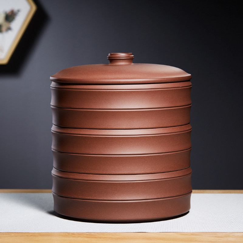 紫砂茶叶罐中式储存茶缸普洱茶饼收纳包装茶盒陶瓷密封醒茶罐