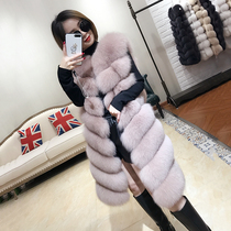 Baibonis new fox hair horse clip whole leather fur vest jacket womens mid-length leather eight-section vest waistcoat