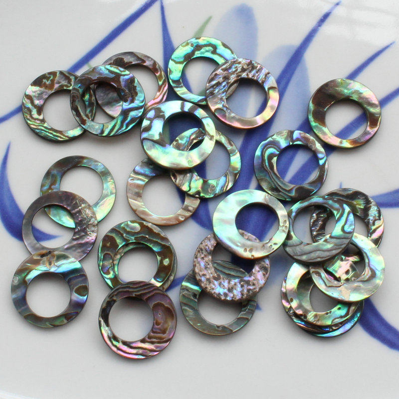 18mm天然新西兰鲍鱼贝偏心圆环 diy饰品配件 手作发簪耳饰材料_7折