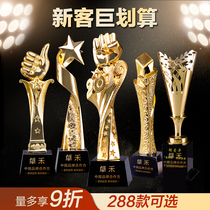 Metal trophy custom customized gold plated resin creative doctor retrograde excellent employee thumb crystal medal