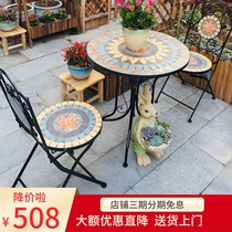 European-style outdoor leisure cafe table and chair three-piece outdoor balcony small coffee table table and chair combination courtyard