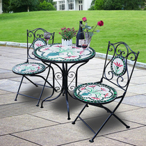 European-style retro pastoral courtyard balcony table and chair three-piece combination Villa room outdoor leisure mini small coffee table