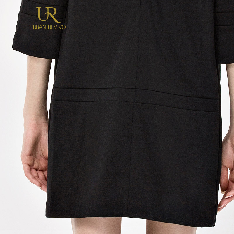 UR秋冬新款青春女装显瘦中长款纯色H型连衣裙YU47R7BN0001产品展示图5