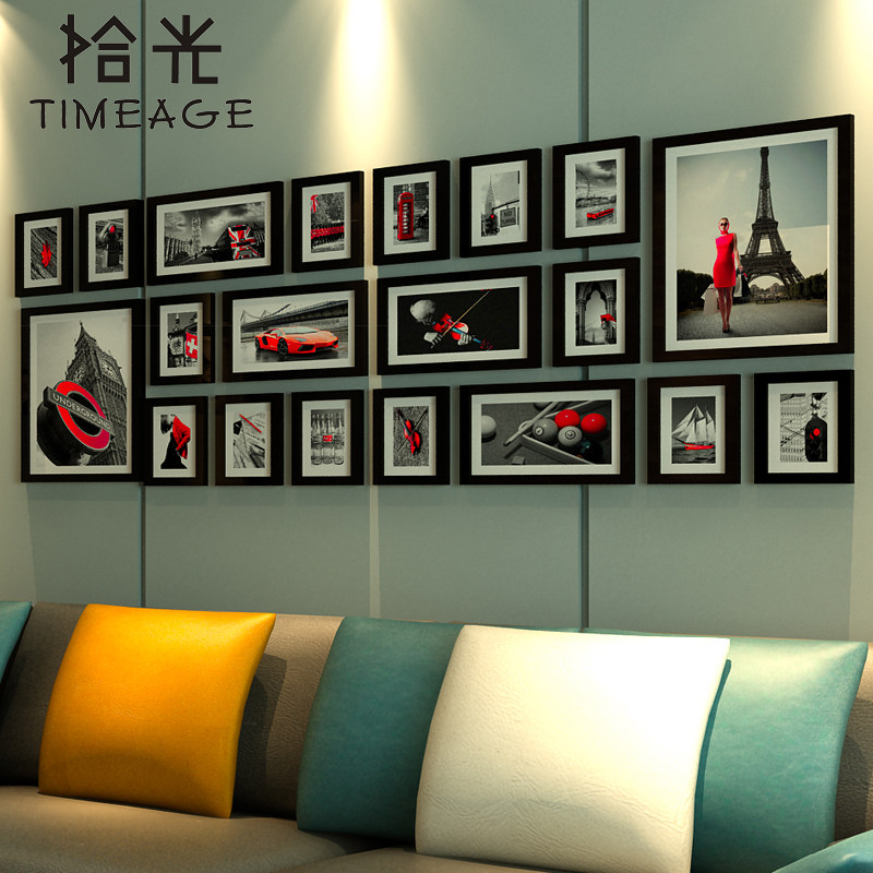 公司办公室照片墙客厅背景墙装饰相框墙创意组合相片墙相框挂墙